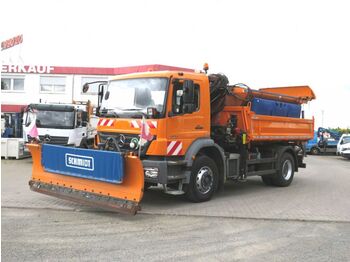 Camion benne Mercedes-Benz Axor 1824 2-Achs Kipper Kran Schild+Streuer