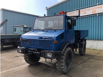 Mercedes-Benz UNIMOG 4x4 WITH OPEN BOX AND PALFINGER CRANE (FULL STEEL / MANUAL GEARBOX) - Camion grue
