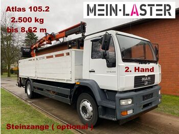 Camion plateau, Camion grue MAN 18.220 Atlas 105.2  8,6 m  1,34 T 2. Hand: photos 1
