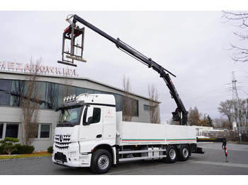 Camion plateau, Camion grue Mercedes-Benz Arocs 6×2 2545 Crane HIAB 177 K PRO/HIPRO / steering and lifting axle: photos 1