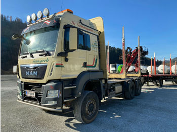 Remorque forestière, Camion MAN 33.480 Holztrans 6x6 mit Kran: photos 1