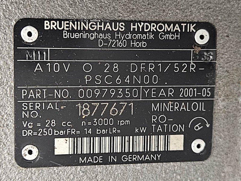Hydraulique pour Engins de chantier neuf Brueninghaus Hydromatik A10VO28DFR1/52R-Load sensing pump: photos 8