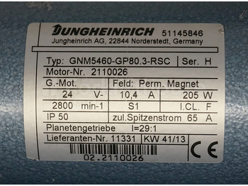 Moteur pour Matériel de manutention Jungheinrich 51145846 Steeringmotor 24V type GNM5460 GP80,3 RSC Steering sensor  52037950 year 2013 motor nr. 2110026: photos 3