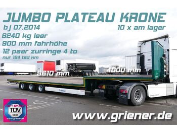 Semi-remorque plateau Krone SD 27/ JUMBO PLATEAU 6240 kg / 4 to ZURRINGE !!!: photos 1