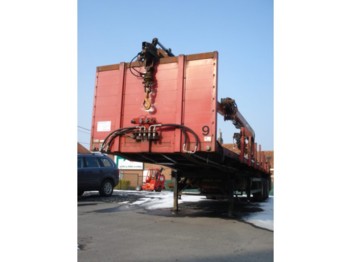 AUGUST SCHMIDT flat bed crane trailer - Semi-remorque plateau