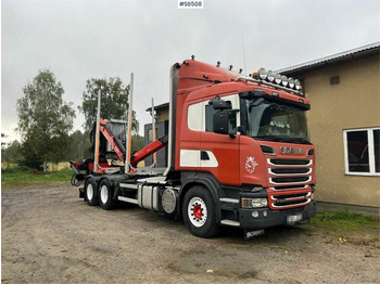 Scania R560 Timber Truck with trailer and crane - Camion grumier: photos 1