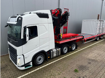 Semi-remorque plateau neuf Wiese Stufensattel Tieflader mit Kran Fassi F545: photos 5