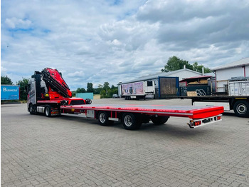 Semi-remorque plateau neuf Wiese Stufensattel Tieflader mit Kran Fassi F545: photos 4