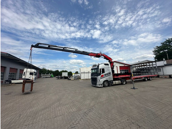 Semi-remorque plateau neuf Wiese Stufensattel Tieflader mit Kran Fassi F545: photos 3