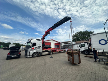 Semi-remorque plateau neuf Wiese Stufensattel Tieflader mit Kran Fassi F545: photos 2