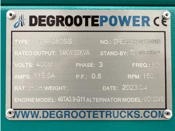 Groupe électrogène DEGROOTE POWER* DP-C80SS 80KVA: photos 4