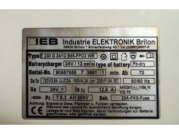 Accumulateur pour Matériel de manutention IEB 90587858 | IEB charger EFG 230 G 24/12 B65-FP02 WR 24V12,6A 220V 50/60Hz fro: photos 2 Accumulateur pour Matériel de manutention IEB 90587858 | IEB charger EFG 230 G 24/12 B65-FP02 WR 24V12,6A 220V 50/60Hz fro: photos 2