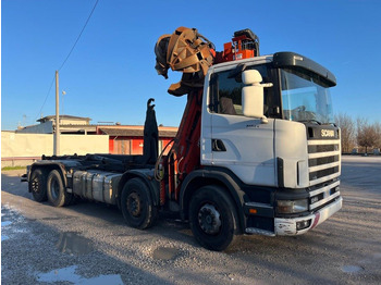 Camion ampliroll SCANIA CV R124 SCARRABILE CON GRU E POLIPO: photos 4