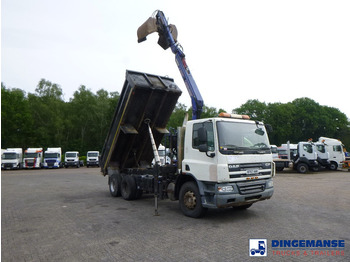 Camion grue DAF CF 75.310 6x4 RHD tipper + HMF 1144 K-1 + grapple: photos 2