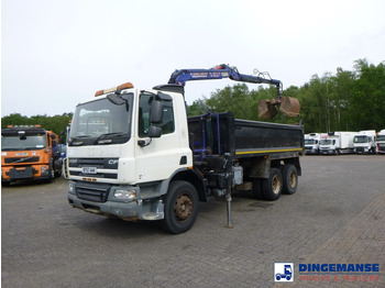 Camion grue DAF CF 75.310 6x4 RHD tipper + HMF 1144 K-1 + grapple: photos 5