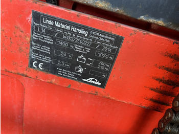 Gerbeur Linde stapelaar heftruck LINDE L14 duplo300cm 188uur 2014: photos 3