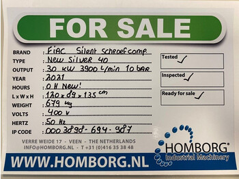 Compresseur d'air neuf Fiac New Silver 40 Silent 30 kW 3900 L / min 10 Bar Elektrische Schroefcompressor: photos 2 Compresseur d'air neuf Fiac New Silver 40 Silent 30 kW 3900 L / min 10 Bar Elektrische Schroefcompressor: photos 2