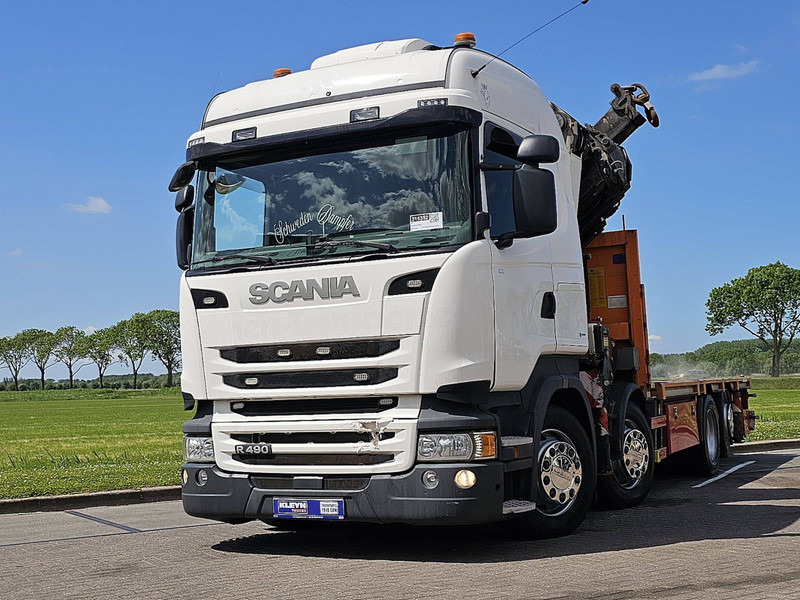Scania R490 HMF 6020 - Camion plateau, Camion grue: photos 1 Scania R490 HMF 6020 - Camion plateau, Camion grue: photos 1