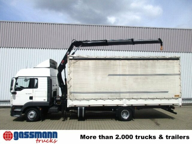 Camion à rideaux coulissants, Camion grue MAN TGL 12.240BL 4x2, mit Kran Hiab 088 mit Funk: photos 9