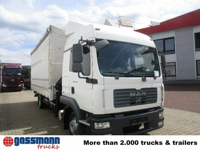Camion à rideaux coulissants, Camion grue MAN TGL 12.240BL 4x2, mit Kran Hiab 088 mit Funk: photos 14