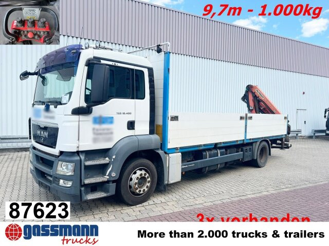 MAN TGS 18.400 4X2 BL, Kran PK 12002-EH B Funk, 2x - Camion plateau, Camion grue: photos 1 MAN TGS 18.400 4X2 BL, Kran PK 12002-EH B Funk, 2x - Camion plateau, Camion grue: photos 1