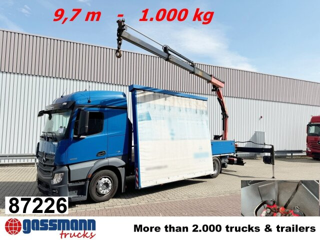 Mercedes-Benz Actros 1836 L 4x2, Glastransporter, Heckkran - Camion plateau, Camion grue: photos 1 Mercedes-Benz Actros 1836 L 4x2, Glastransporter, Heckkran - Camion plateau, Camion grue: photos 1