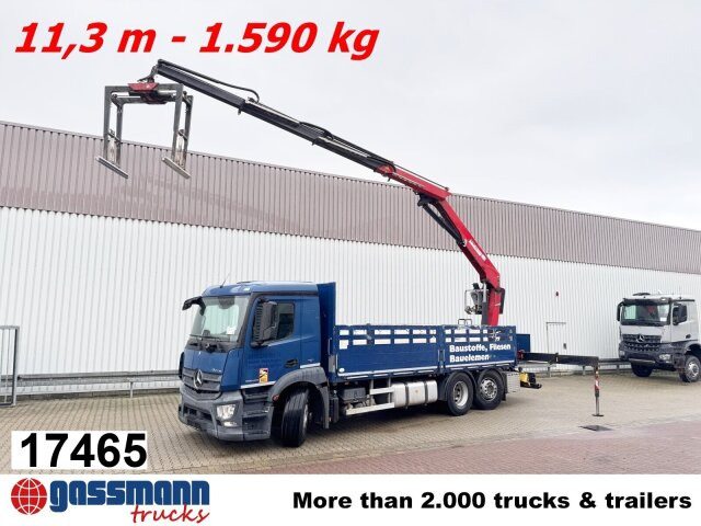 Mercedes-Benz Antos 2540 L 6x2, Lenkachse, HMF 2110-L3 - Camion plateau, Camion grue: photos 1 Mercedes-Benz Antos 2540 L 6x2, Lenkachse, HMF 2110-L3 - Camion plateau, Camion grue: photos 1
