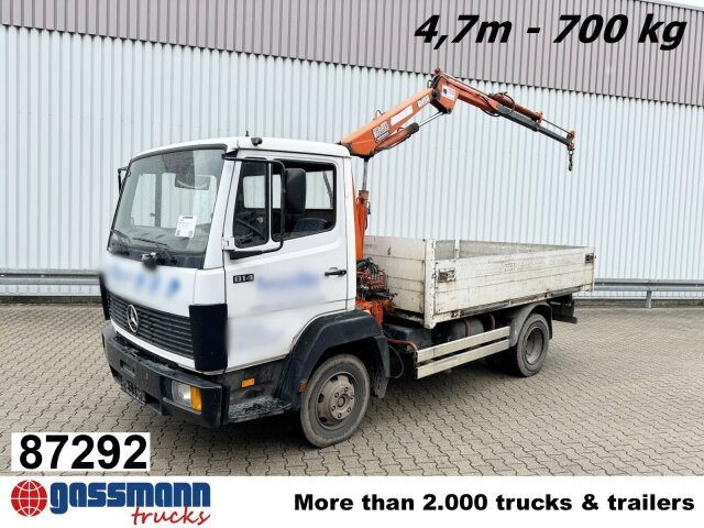 Mercedes-Benz LK 814 4x2, 6-Zylinder, Kran Tirre Euro 35 - Camion plateau, Camion grue: photos 1 Mercedes-Benz LK 814 4x2, 6-Zylinder, Kran Tirre Euro 35 - Camion plateau, Camion grue: photos 1