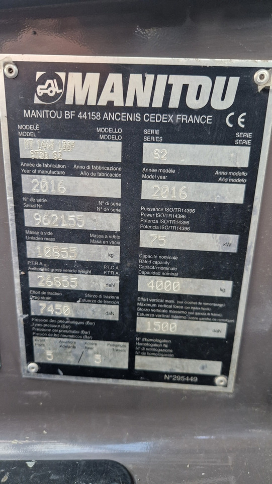 Chargeuse sur pneus télescopique MANITOU MT 1440 100P ST3B: photos 10