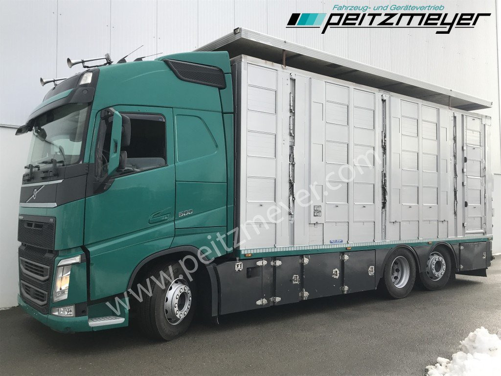 Camion bétaillère VOLVO FH 500 Menke-Janzen, 4 Stock, Hubdach Lenk + Liftachse: photos 1