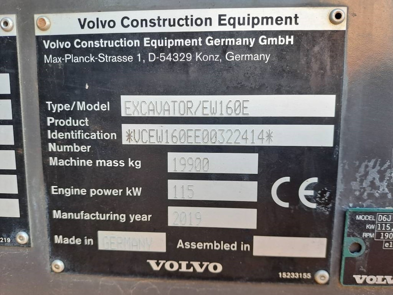 Pelle sur pneus Volvo EW160E: photos 12