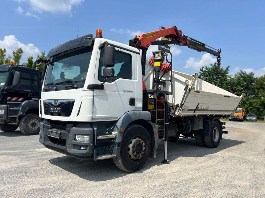 MAN TG-M 18.340 4x2 2-Achs Kipper Kran Palf. PK 130 - Camion benne, Camion grue: photos 1 MAN TG-M 18.340 4x2 2-Achs Kipper Kran Palf. PK 130 - Camion benne, Camion grue: photos 1