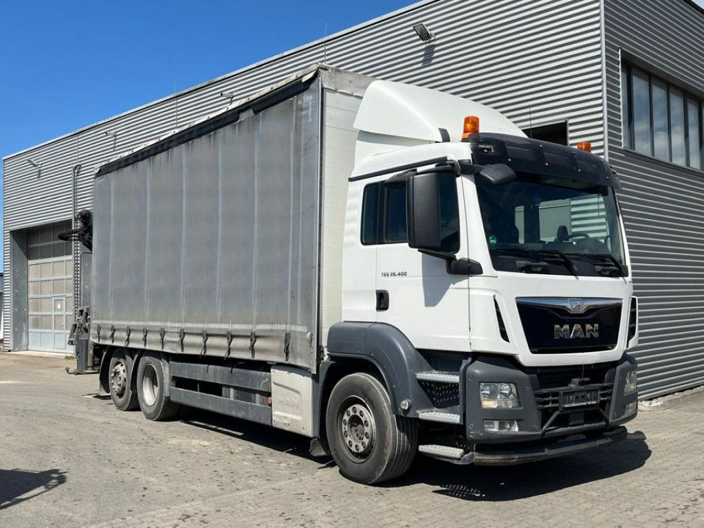 MAN TG-S 26.400 6x2-2 BL Pritsche Heckkran 5xhydr.Au - Camion grue: photos 2 MAN TG-S 26.400 6x2-2 BL Pritsche Heckkran 5xhydr.Au - Camion grue: photos 2