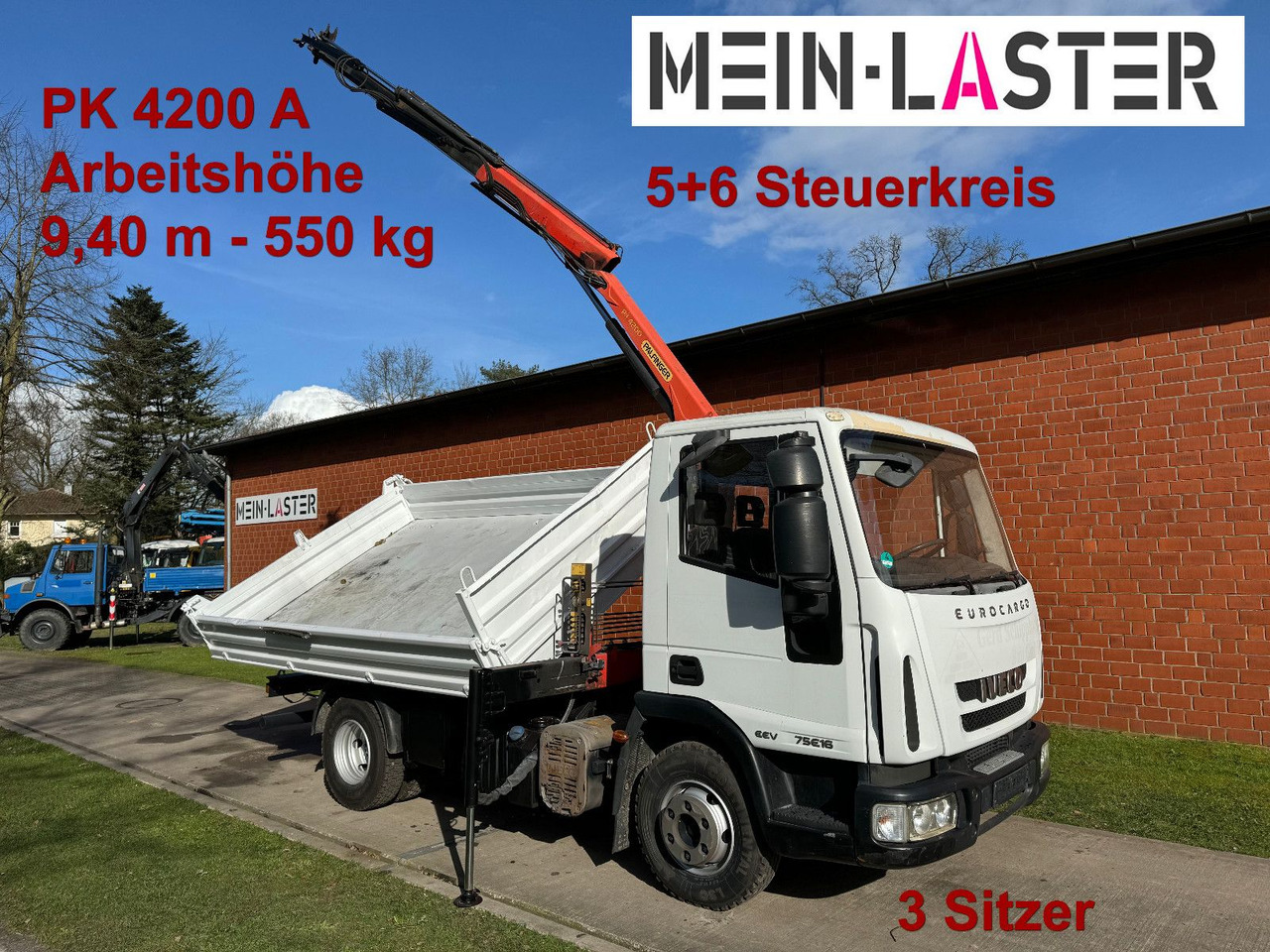 Iveco ML75E16 3 S-Kipper Kran PK 9,4m-550 kg Greifer - Utilitaire benne: photos 1 Iveco ML75E16 3 S-Kipper Kran PK 9,4m-550 kg Greifer - Utilitaire benne: photos 1