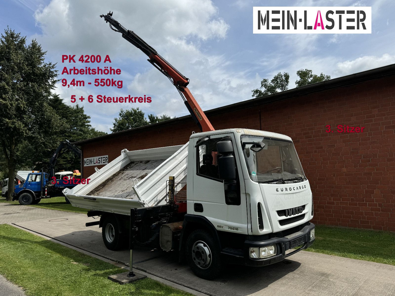 Iveco ML75E16 3 S-Kipper Kran PK 9,4m-550 kg Greifer - Utilitaire benne: photos 1 Iveco ML75E16 3 S-Kipper Kran PK 9,4m-550 kg Greifer - Utilitaire benne: photos 1