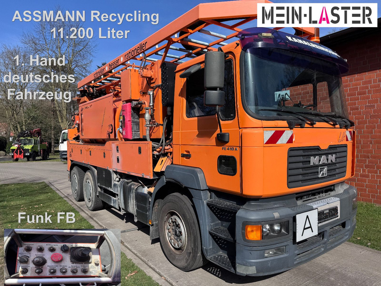 MAN FE 410 Assmann Saug HD Spüler Recycling +  FB. - Camion hydrocureur: photos 1 MAN FE 410 Assmann Saug HD Spüler Recycling +  FB. - Camion hydrocureur: photos 1
