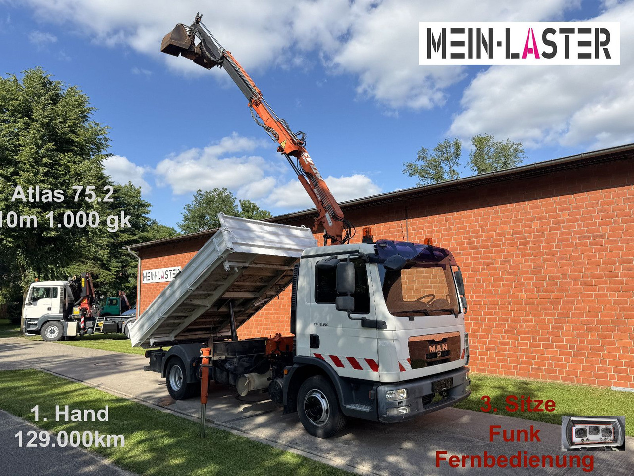 MAN TGL 8.150 3 S-Kipper Atlas 75 10m -1t. Funk FB - Utilitaire benne: photos 1 MAN TGL 8.150 3 S-Kipper Atlas 75 10m -1t. Funk FB - Utilitaire benne: photos 1