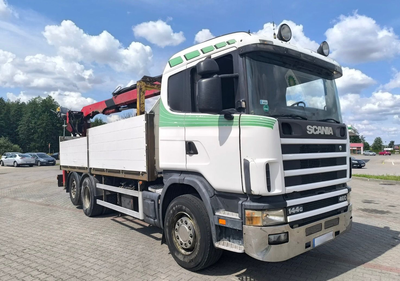 SCANIA 144.460 - Camion plateau, Camion grue: photos 1 SCANIA 144.460 - Camion plateau, Camion grue: photos 1
