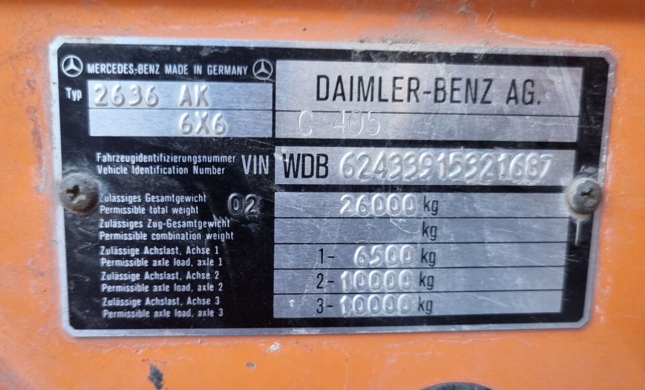 Mercedes-Benz - 2636 AK 6x6 - Camion benne: photos 4 Mercedes-Benz - 2636 AK 6x6 - Camion benne: photos 4
