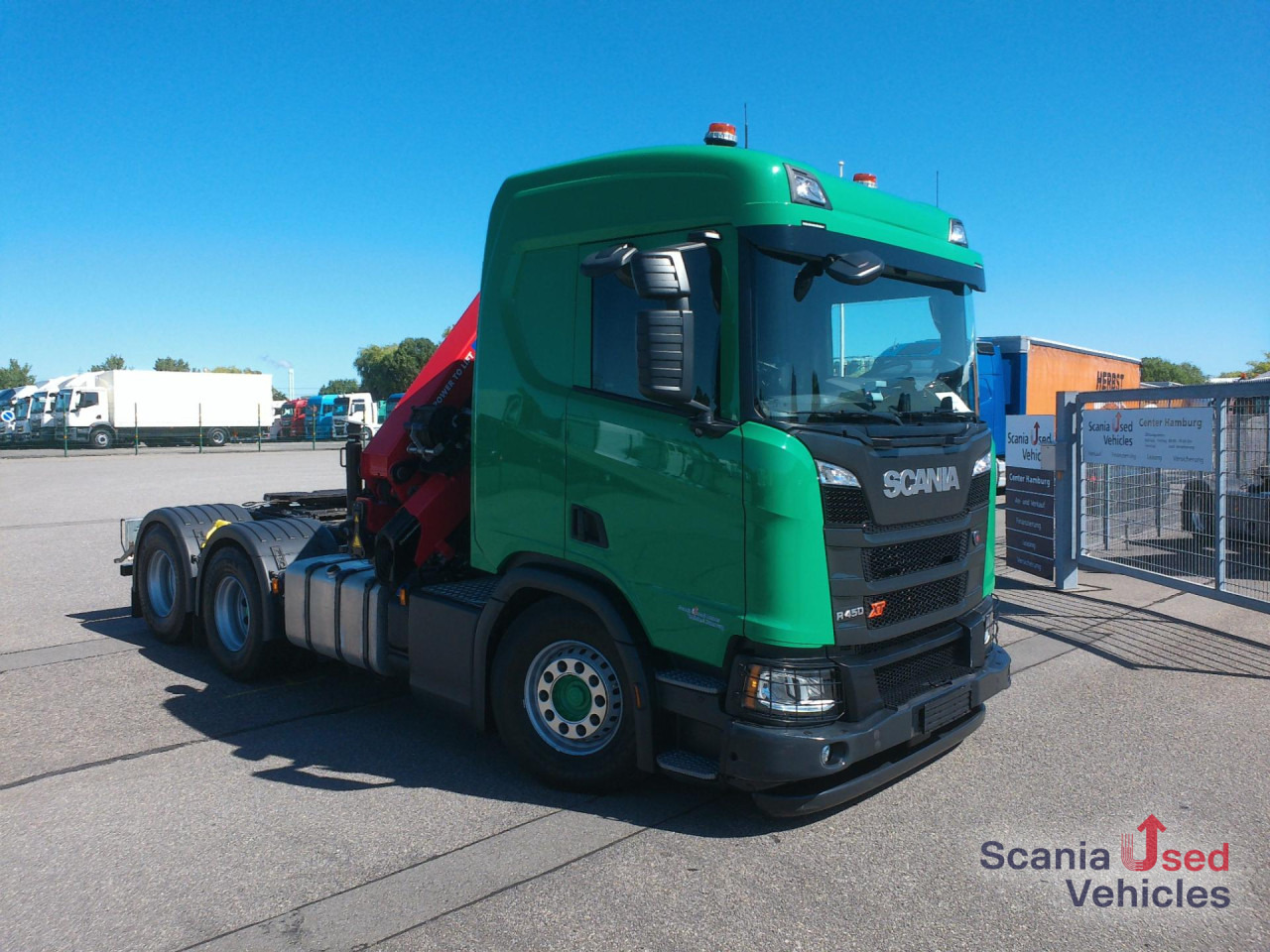 SCANIA R 450 B6x4NA mit Kran HMF 2320-K-RCS 23mtr. - Tracteur routier: photos 1 SCANIA R 450 B6x4NA mit Kran HMF 2320-K-RCS 23mtr. - Tracteur routier: photos 1
