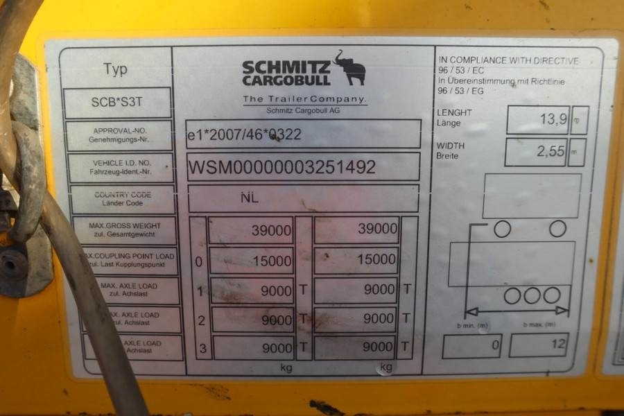 Remorque rideaux coulissants Schmitz Cargobull SCB3ST CoC Documents, TuV Loading Certif: photos 6