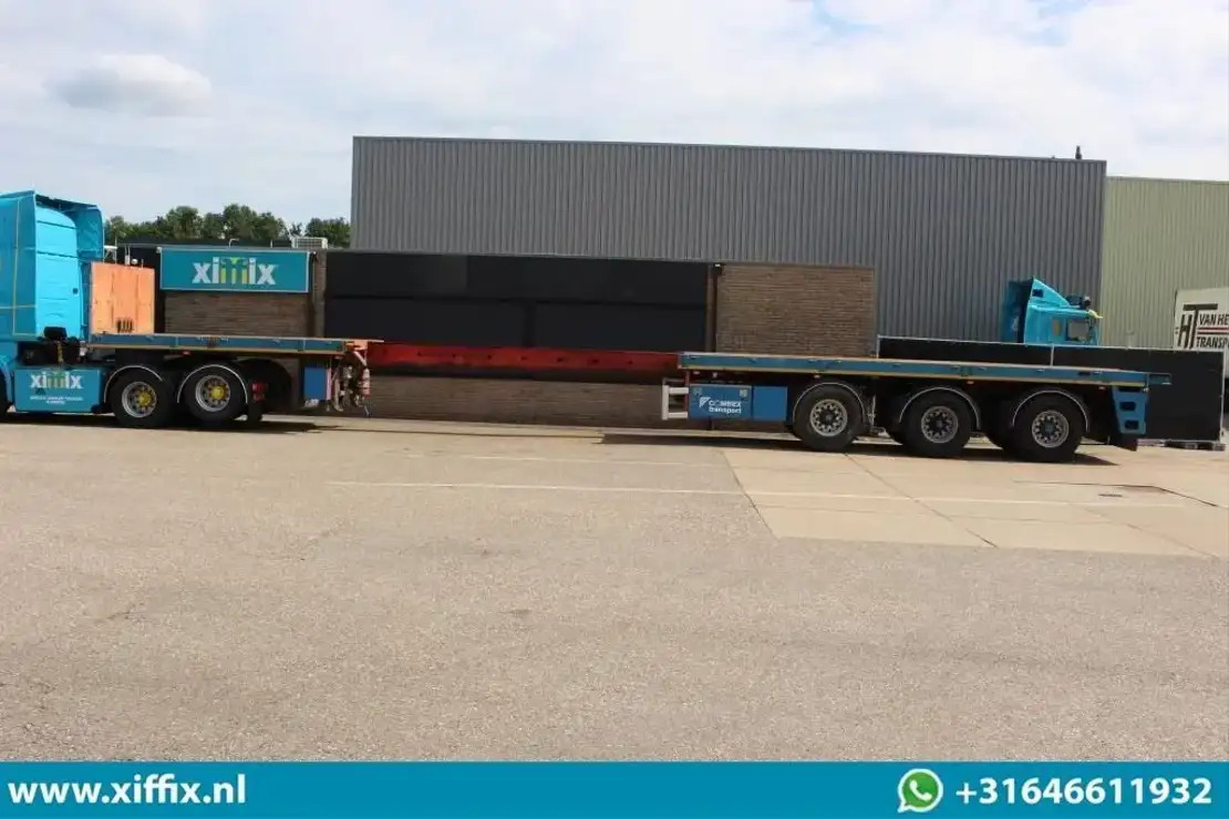 Semi-remorque plateau Floor 3-ass. Vlakke uitschuifbare oplegger / 2x gestuurd / 13908: photos 8