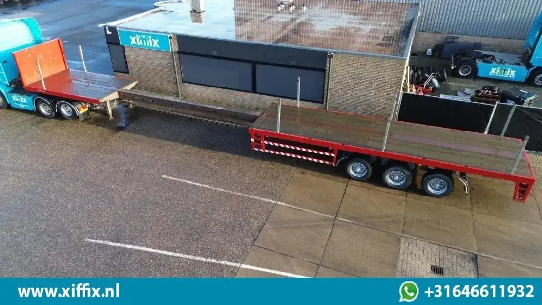 Lintrailers 3-ass. Vlakke uitschuifbare oplegger / Naloop gestuurd - Semi-remorque plateau: photos 2 Lintrailers 3-ass. Vlakke uitschuifbare oplegger / Naloop gestuurd - Semi-remorque plateau: photos 2