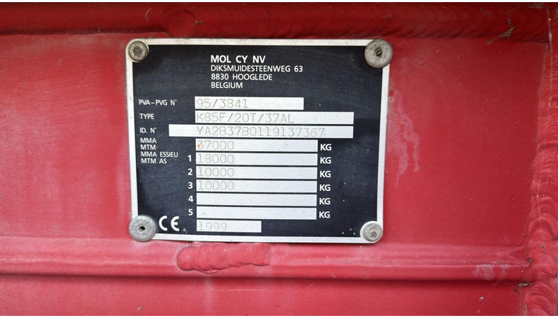 MOL KF85F/20T/37AI (BELGIAN TRAILER / DRUM BRAKES / FREINES TAMBOUR / BPW AXLES) - Semi-remorque benne: photos 3 MOL KF85F/20T/37AI (BELGIAN TRAILER / DRUM BRAKES / FREINES TAMBOUR / BPW AXLES) - Semi-remorque benne: photos 3