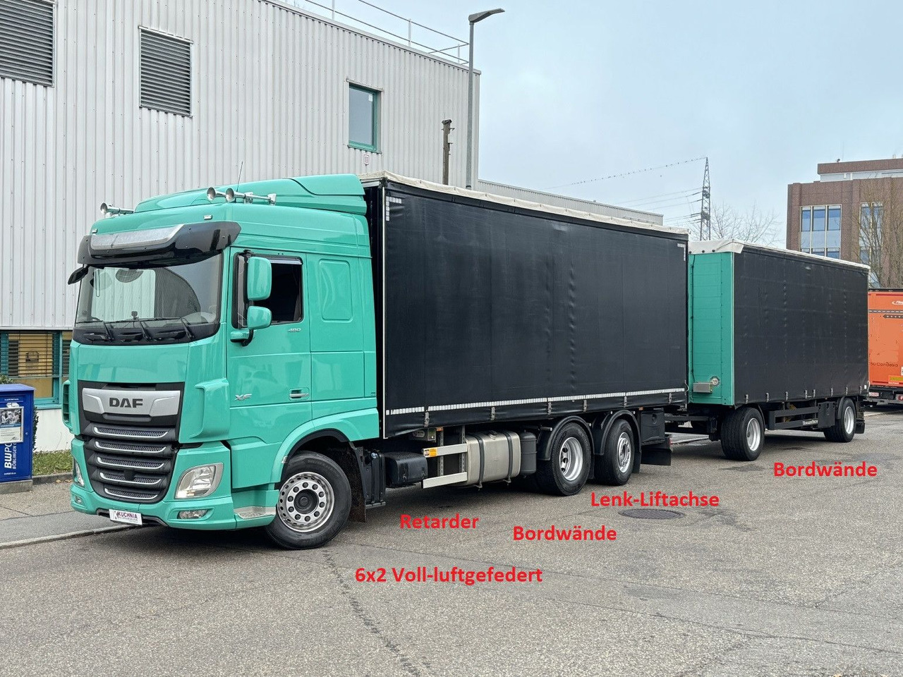 DAF XF480 6x2 Schiebeplane-Zug Bordwände Lenkachse - Camion à rideaux coulissants: photos 1 DAF XF480 6x2 Schiebeplane-Zug Bordwände Lenkachse - Camion à rideaux coulissants: photos 1