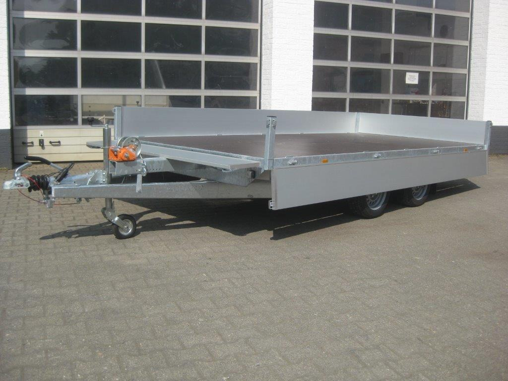 Multi Transporter 406x200x30cm Rampen Seilwinde 13" niedrig Fahrwerk (XL) 2700kg - Remorque plateau: photos 3 Multi Transporter 406x200x30cm Rampen Seilwinde 13" niedrig Fahrwerk (XL) 2700kg - Remorque plateau: photos 3
