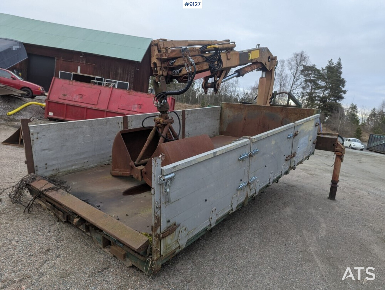 Crane flatbed Palfinger with rotator and bucket - Carrosserie plateau, Camion grue: photos 3 Crane flatbed Palfinger with rotator and bucket - Carrosserie plateau, Camion grue: photos 3