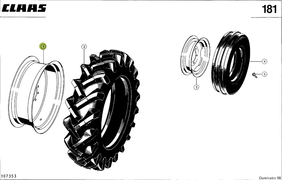 Claas Dominator 98 - opona 0006823950 - Roue complète pour Machine agricole: photos 1 Claas Dominator 98 - opona 0006823950 - Roue complète pour Machine agricole: photos 1
