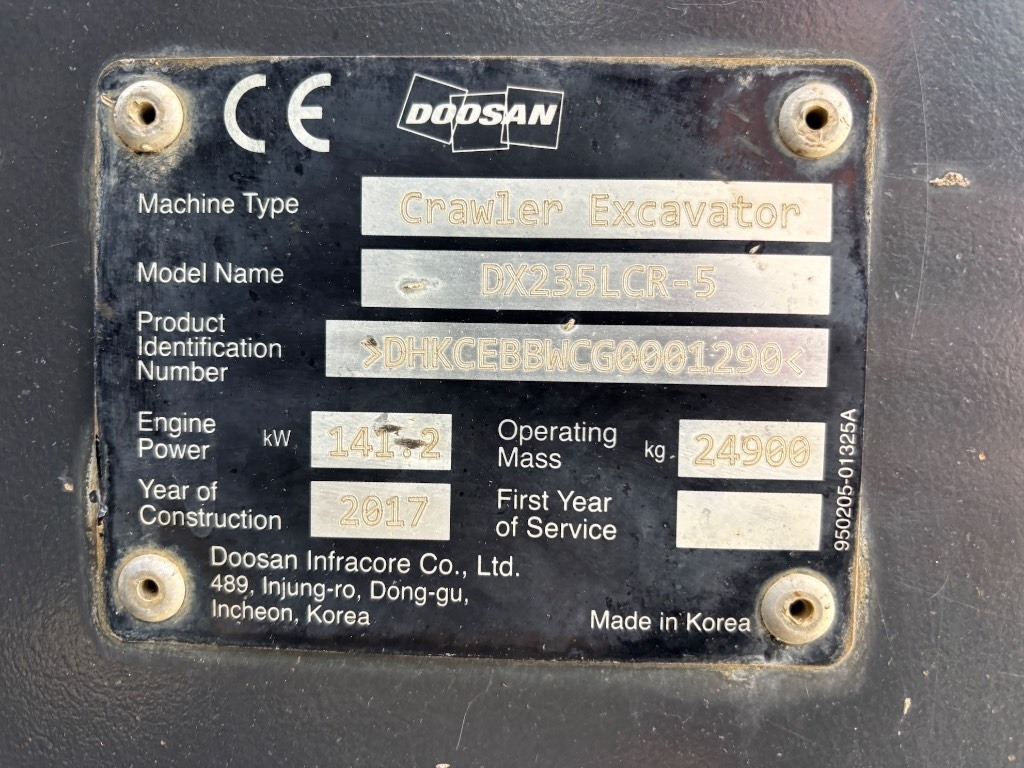 Pelle sur chenille Doosan DX 235 LCR-5 - DX235 - DX235LCR - 235: photos 17 Pelle sur chenille Doosan DX 235 LCR-5 - DX235 - DX235LCR - 235: photos 17