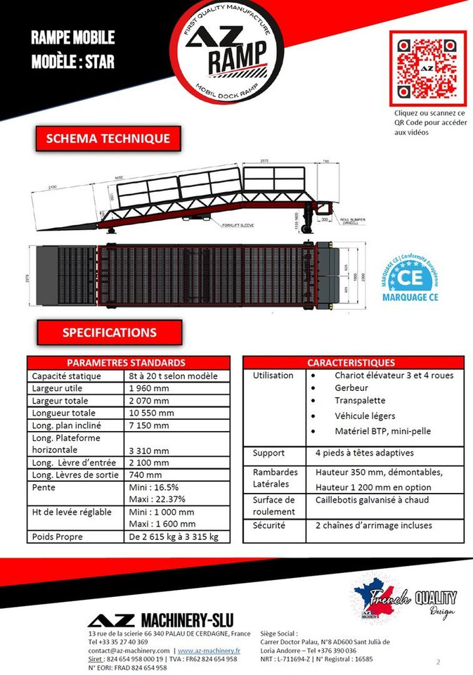 Loading Ramp with with hydraulic tilting bridge - AZ RAMP - STAR- 8T. 8 ton capacity - Rampe de chargement: photos 2 Loading Ramp with with hydraulic tilting bridge - AZ RAMP - STAR- 8T. 8 ton capacity - Rampe de chargement: photos 2